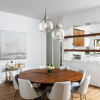 Pendant Lights Kitchen Island: 3 Pack Brushed Nickel Light Fixture Modern with Clear Glass - 10 Inch Mid Century Globe Kitchen Lighting Fixtures Ceiling for Bar