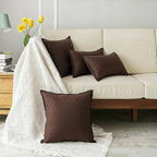Jeanerlor Solid Cotton Linen Decoration Toss Throw Pillow Sham Cushion Case Special Pillow Cover Delicate Decorative Pillowcase for Bed/Chair/Couch, 18"x18"(45 x 45cm), Brown