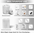 Resin White Marble Bathroom Accessories Set 5 Pcs, Lotion Soap Dispenser, Toothbrush Holder, Bathroom Tumbler, Qtip Holder and Vanity Tray, Bathroom Countertop Organizer Set for Home Apartment