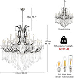 Large Black Crystal Chandelier Light Fixtures, 18 Lights Modern Crystal Chandeliers for Dining Room,Staircase Hallway Living Room Entryway,2 Layers 41'' Foyer Chandelier