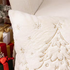 Christmas Embroidered Throw Pillow Cover - Soft Chenille Holiday Decorative Cushion for Xmas Tree Decor, Winter Home Decor, Cozy Living Room Bedroom Sofa (Christmas Tree, 18" x 18" (Pack of 2))