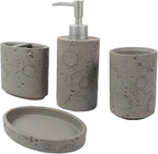 Hymmah Meteorites Bathroom Accessories Set,Farmhouse Bathroom Decor,4 Pcs Resin Gift Set Apartment Necessities, Contain Cotton Swab Jar,Soap Dispenser,Tumbler，Soap Dish/Tray