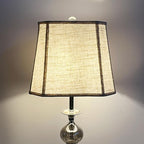 TOOTOO STAR Square cut corner lampshade, 10x13x10.5 inch medium table lamp shade floor lamp Beige Lamp shades Natural Linen Hand Crafted, Easy Assembly Required