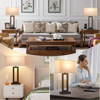 22" Tall Modern Living Room Lamps - Touch Bedside Lamps with USB C+A, 3 Way Dimmable for Bedroom End Tables Set of 2 (White & Black)