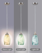 Mini Pendant Lights Kitchen Island Light Brown Glass Lamp Shade Hand Blown Glass Pendant Light with Brush Nickel Finish Adjustable Cord for Kitchen Over Sink (Green Marble-3Packs)