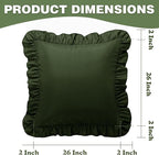 KKJIAF Ruffle Pillow Cases 26x26 Inches, Olive Green Square Ruffled Pillow Covers Set of 2, Microfiber Wrinkle Resistant Pillow Shams with Envelope Closure for Sofa Bed Living Room