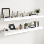 Floating Shelves for Wall with Invisible Brackets, Wall Mounted Engineered Wood Shelves with Wood Grain for Living Room, Bedroom, Bathroom, Kitchen Decor and Storage, Oak, 71"L Set of 2, White