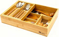 2-Tier Drawer Organizer with Removable Cutlery Tray Kitchen Utensil Silverware Drawer Organizer, Silverware Tray for Drawer Utensil Holder Bamboo Flatware Box for Utensils Stationery Cosmetics (S)