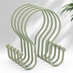 AmazerBath Shower Curtain Hooks Sage Green Shower Curtain Rings, Simple Double Hook Shower Curtain Hooks Rust Proof, Smooth Sturdy Metal Shower Hooks for Shower Curtain Rod, 12 Pcs Shower Rod Hooks