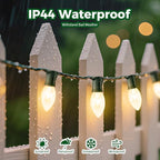 Vintage C9 Christmas Lights Outdoor, 50 FT C9 String Lights with 50 Clear Bulbs, Waterproof Christmas Tree Light for Outdoor Indoor Xmas Roofline Backyard Garden Patio Home Holiday Decor, Green Wire