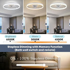 23.6'' Ceiling Fan with Light, Upgraded Low Profile Fan, Flush Mount Ceiling Fan, 6 Speeds, Dimmable LED, App & Remote Control, Quiet DC Motor, for Bedroom, Living Room, F115 White