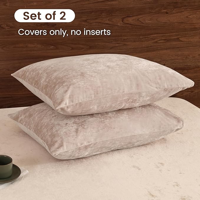 PHF Truly Velvet Pillowcases King Size, No Insert, 2 Pack Ultra Soft Breathable Pillow Shams Covers with Envelope Closure, 20" X 36" Luxury Cozy Warm Fuzzy Flannel, Rose Pink