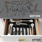 Large Silverware Organizer, Expandable BPA Free Kitchen Silverware Drawer Organizer, 9 Slots Cutlery Utensil Tray with Dividers, Adjustable Flatware Storage Holder for Spoons Forks Knives