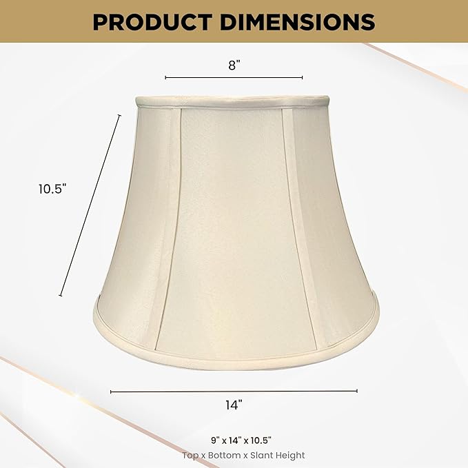 Royal Designs, Inc. BSO-708-14BG-2 Modified Bell Basic Lamp Shade, 9 x 14 x 10.5, Beige, 2-Pack