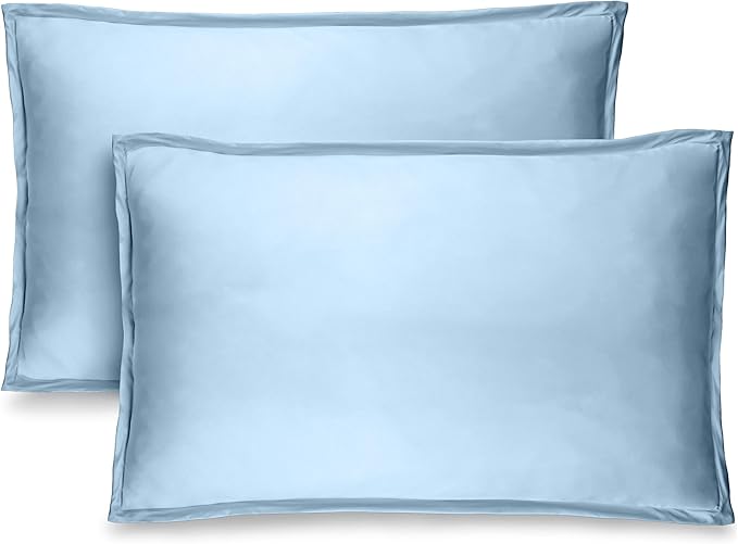 Bare Home Standard Pillow Sham Covers - Set of 2 - Premium 1800 Ultra-Soft Microfiber - Double Brushed - Stain & Fade Resistant - Bed Pillow Shams - Pillows Not Included (Set of 2, Light Blue)