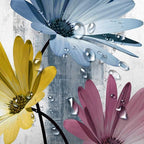 Rustic Farmhouse Shower Curtain, Farm Blue Daisy Floral Flowers and Butterfly on Country Wooden Shower Curtain for Bathroom, Turquoise Pink Yellow Bathroom Shower Curtains with 12PCS Hooks, 70X75IN