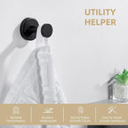 Angle Simple Towel Hook Matte Black, Stainless Steel Bathroom Hand Towel Holder, Compact Round Robe Hook Wall Mount