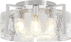 18.5'' Modern Brushed Nickel Semi Flush Mount Ceiling Light, Hallway Light Fixtures, 4-Light Glass Ceiling Lights for Entryway Kitchen Dining Room Foyer Bedroom Living Room Lighting Fixtures,UL-Listed