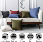 Jeanerlor Natural Cotton Linen Soft Soild Decorative Square Throw Pillow Covers Set Cushion Case for Sofa Bedroom Car24 x 24 Inch 60 x 60cm,Olive Green