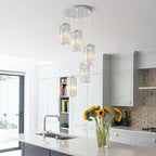 Chrome Pendant Lighting Modern Pendant Light, Mini Crystal Chandeliers,Adjustable Pendant Light Fixture for Kitchen Island Dinning Room Corridor Bedroom…(Gold 5-Light)