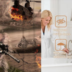 Funny Squirrel Warrior Shower Curtain Helicopter Animal Bathroom Set with 12 Hooks 78Hx72W inch Polyester Machine Washable Waterproof Brown Black and Green