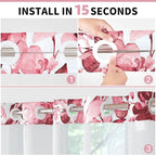 QiyI No Hook Shower Curtain with Snap in Fabric Liner, Pink Eucalyptus Shower Curtain with See Through Top Window, Waterproof Washable Cloth Ringless Shower Curtain Set for Bathroom, 72 x 75