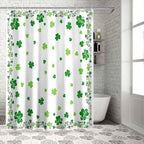 St Patrick's Day Shower Curtain,Green Shamrock Irish Clover Shower Curtains Set with Hooks, Seasonal Spring Holiday Waterproof Fabric Bathroom Curtains Decor Home Accessories, Stall Long 54 X 78 Inch