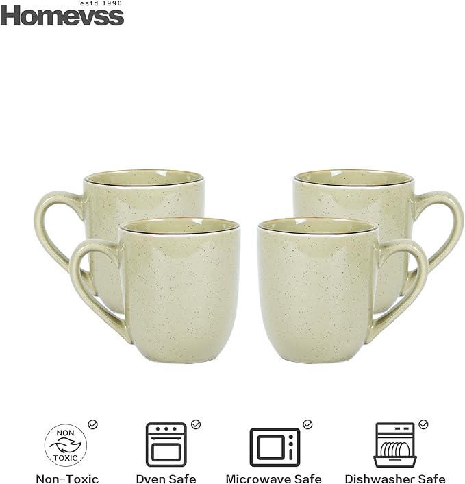 Eur-Nordic Shape Raising Rim 20pc Dinnerware Set, Shiny Glaze Beige with Speckle Effect