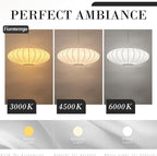 Large 23.6 inch Lantern Pendant Light, White Imitation Silk Lampshade, Bubble Pendant Light, Hanging Lamp Simple Chandelier for Living Dinning Room Kitchen Island Bedroom Restaurant Cafe