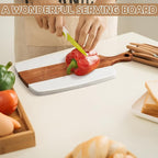 Zubebe 6 Pcs Marble and Wood Cutting Board Acacia Wooden Marble Serving Tray with Handle Charcuterie Chopping Board for Kitchen Christmas Wedding Bridal Shower Gift(14 Inches x 7 Inches)