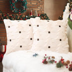 GEEORY Christmas Pillow Covers 16x16 Inch Set of 2, Christmas Decorations Xmas Tree Soft Plush Fluffy Faux Fur Decorative Throw Pillows Farmhouse Winter Cushion Case Beige Brown GC034-16
