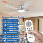 TCL Ceiling Fans with Lights, 52 Inch Low Profile Ceiling Fan with Light and Remote Control, Flush Mount, DC Reversible Motor, Noiseless, 6 Speeds Ceiling Fan for Bedroom (Silver)