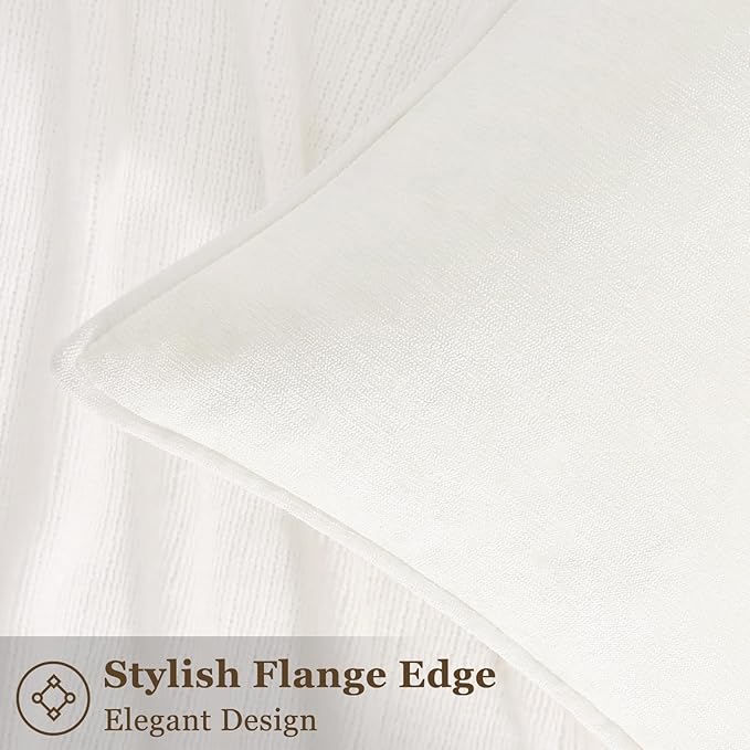 decorUhome Couch Throw Pillow Covers 16x16 Set of 2, Decorative Soft Euro Neutral Chenille Pillow Covers with Elegant Design for Sofa Bed Living Room Home Decor, Cream White