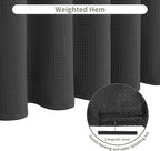 Inhousolu Fabric Shower Curtain Waffle Weave, 230 GSM Heavy Duty, Weighted Hem, 12 Metal Hooks, Water Repellent, Machine Washable, Hotel Spa Luxury Bath Curtain Set, 60 x 72 Inch, Black