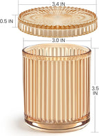 Bathroom Storage Organizer - 2 Pack Glass Qtip Holder Dispenser, Vanity Organizer, Bathroom Essentials Decor Canister for Cotton Swabs, Cotton Balls, Pads, Floss Picks (Amber)