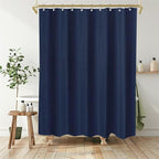 Boho Shower Curtain Set, Waterproof Fabric Shower Curtains, Luxury Hotel Style, Waffle Texture, Heavy Duty, Extra Long Bath Curtain, No Hook, Bathroom Decor, 72x60 Inch, Blue