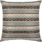 Large Kilim Throw Pillow Covers Turquoise and Black - 22 x 22 Inches Decorative Pillows, Retro Room Decor for Couch, Bohemian Square Case for Farmhouse, Southwestern, Middle Eastern