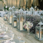 Outdoor 6pcs Flameless Waterproof Candles with Handy Remote Control, Cycle Timer Battery Operated Candle Grease Effect LED Flickering Pillar Plastic Long Lasting (Ivory, 3" x4" 5" 5" 6" 6" 7")