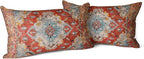 Snycler Boho Throw Pillow Covers 12x20 inch Set of 2 Boho Rug Carpet Double Sided Pattern Cotton Soft Pillow Case Cushion Cover Pillowcase for Couch Sofa Bed Decorative (Orange)