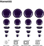 Eur-Nordic Shape Raising Rim 20pc Dinnerware Set, Shiny Glaze Purple with Speckle Effect