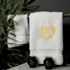 Decorative and Monogrammed Hand Towels for Bathroom Kitchen Makeup | Personalized Gift for Wedding-Bridal | Roman Font Custom Luxury Turkish Towel | Spa Collection, Oversized, 16 X 30 Inch, Set of 2