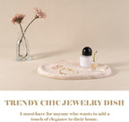 BCS Marble Jewelry Tray Trinket Dish, Decorative Cloud Vanity Key Tray for Women, Perfume Ring Holder Dish for Ring Earring, Cute Jewelry Plate Bowl Aesthetic Room Decor（Beige Travertine）