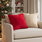 MIULEE Christmas Trees Pillow Covers Set of 2 Decorative Soft Throw Pillows Plush Faux Fur Wool Embroidered Couch Cushion for Holiday Winter Home Decor Chair Sofa Bedroom Living Room,Red 18x18inch