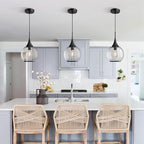 Pendant Lights Kitchen Island: Matte Black Light Fixture Farmhouse with Clear Glass - 10 Inch Mid Century Globe Kitchen Lighting Fixtures Ceiling for Dining Room