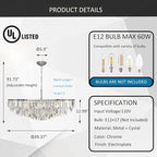Chrome Crystal Chandelier for Dining Room, 40" Modern Round Luxury Chandeliers 7-Tier 17 Lights Large Adjustable Height Ceiling Hanging Pendant Light Fixture for Living Room Bedroom Foyer