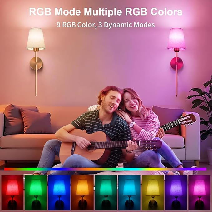 Auzev Battery Operated Wall Sconces Set of 2, Cordless Wall Lights for Living Room, Rechargeable Sconce Wall Decor Bedroom Wall Lamps with Remote Dimmable Sconce Lights No Wiring, Linen Shade