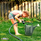 PMU 2 Gallon Watering Can - Garden Watering Can for Indoor & Outdoor Plants - Plastic Water Can with Detachable Sprinkler Head - Large Water Pot, Made in USA - Hunter Green Pkg/3