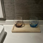 Natural Travertine Stone Perfume Tray, 9.8"x5.9" Marble Vanity Tray for Bathroom/Kitchen/Coffee Table