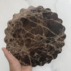 Marble Tray Round Scalloped Tray Small Serving Platter for Counter, Bathroom, Kitchen, Nightstand, Jewelry Ring Dish Holder (Coffee Net)