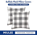 MIULEE Pack of 2 Classic Farmhouse Buffalo Check Plaids Polyester Linen Soft Solid Grey and White Decorative Throw Pillow Covers Home Decor Outdoor Cushion Case for Sofa Bedroom 24 x 24 Inch